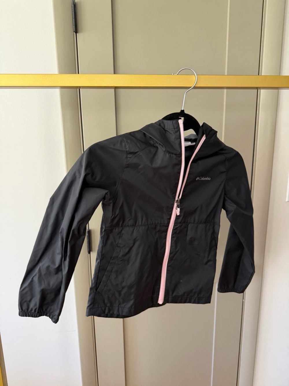 Columbia Black Jacket with Pink Zipper